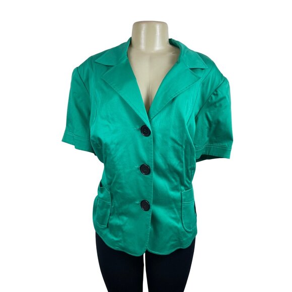 Studio I Womens Green Short Sleeve Button Down Stretchable Shirt Sz 24W - New - Picture 1 of 10